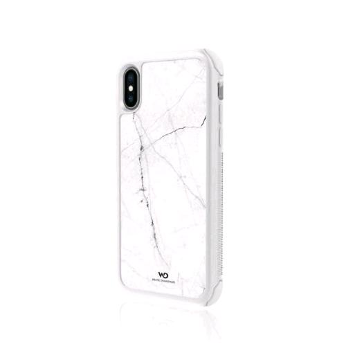 WHITE DIAMONDS APPLE iPHONE XS/X COVER IN TPU E VETRO CON STAMPA MARMO BIANCO ORO