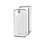 CELLY APPLE iPHONE XS MAX COVER MAGNETICA IN ALLUMINIO + VETRO TEMPERATO TRASPARENTE SILVER