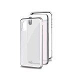 CELLY APPLE iPHONE XS/X COVER MAGNETICA IN ALLUMINIO + VETRO TEMPERATO TRASPARENTE SILVER