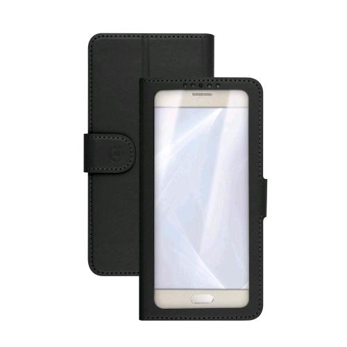 CELLY UNICA VIEW CUSTODIA A LIBRO UNIVERSALE 4.5"- 5.0" CON DISPLAY A VISTA E FUNZIONE STAND INTEGRATA NERO