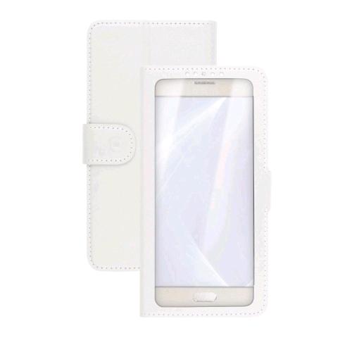 CELLY UNICA VIEW CUSTODIA A LIBRO UNIVERSALE 5.0"- 5.5" CON DISPLAY A VISTA E FUNZIONE STAND INTEGRATA BIANCO