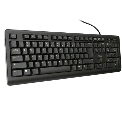 TRUST PRIMO SILENT TASTIERA USB CON TASTI SILENZIOSI RESISTENTE AD ACQUA E LIQUIDI LAYOUT ITALIANO NERO