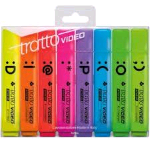 TRATTO VIDEO EMOTION EVIDENZIATORE PUNTA A SCALPELLO 1/5 mm COLORI ASSORTITI CONF 8 PZ.