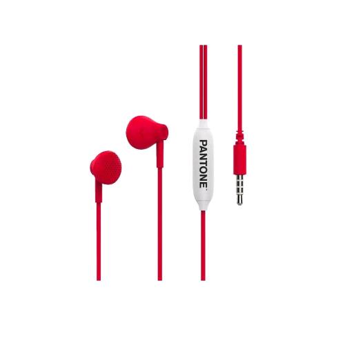 PANTONE AURICOLARI CON MICROFONO A TASTO DI RISPOSTA 1X JACK 3.5 MM ROSSO