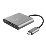 TRUST DALYX ADATTATORE USB-C MULTIPORTA 3-IN-1 PORTA HDMI USB-C PD USB-A GRIGIO 