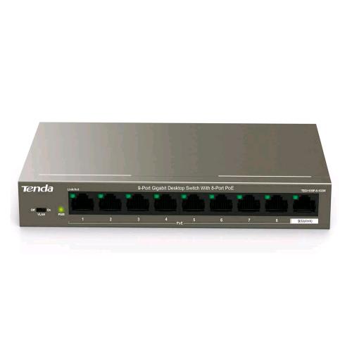 TENDA TEG1109P-8-102W SWITCH DI RETE 9 PORTE NON GESTITO GIGABIT ETHERNET 10/100/1000 SUPPORTO POWER OVER ETHERNET POE GRIGIO