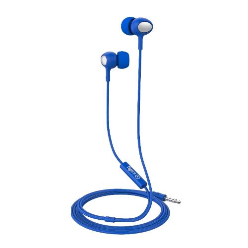 CELLY UP500BL AURICOLARI STEREO EAR 3.5MM CONTROLLO REMOTO CON MICROFONO E TASTO DI RISPOSTA BLU
