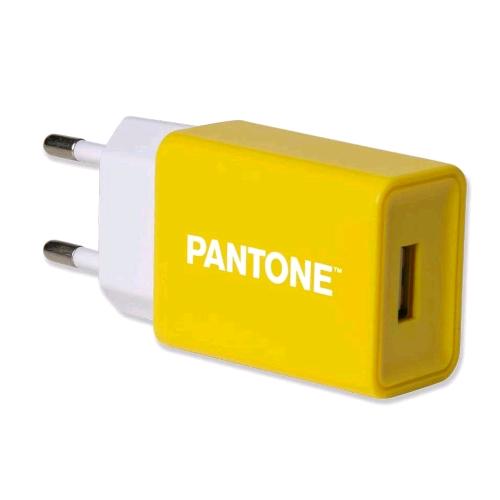 PANTONE CARICABATTERIE DA RETE CON PORTA USB 2.1A BIANCO GIALLO