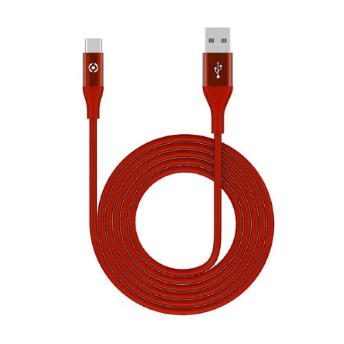 CELLY CAVO USB CON FINITURA SOFT TOUCH 1 X M USB TIPO A 1 X USB-C 3 M ROSSO