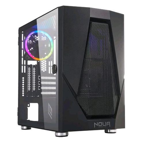 NOUA FOBIA L5 CASE MINI TOWER MICRO-ATX M-ATX PER PC GAMING VENTOLA RGB 1xUSB3 2xUSB2 PANNELLO LATERALE IN VETRO TEMPERATO NERO