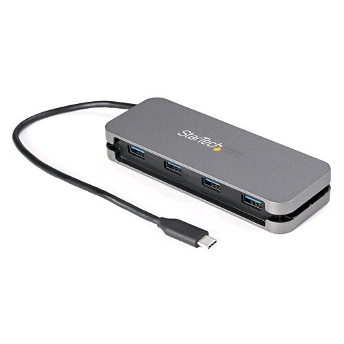 STARTECH HUB USB-C A 4 PORTE USB-A 3.0 ADATTATORE ALIMENTATO VIA BUS GRIGIO NERO