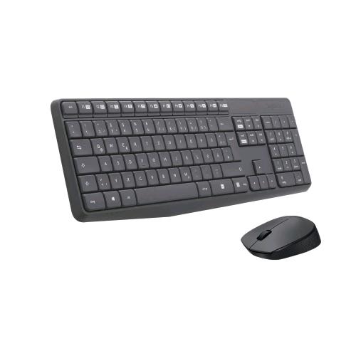 LOGITECH MK235 KIT MOUSE E TASTIERA WIRELESS LAYOUT TEDESCO WATERPROOF NERO