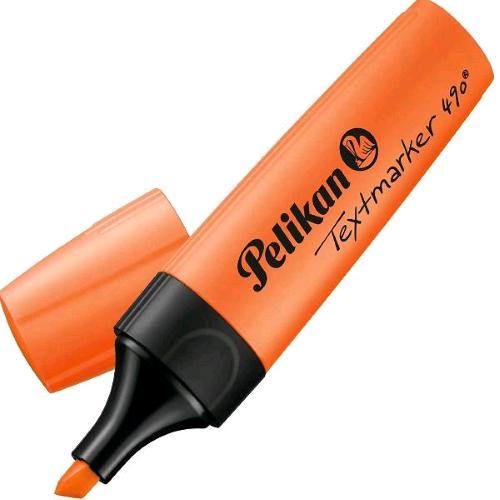 PELIKAN TEXT MARKER EVIDENZIATORE PUNTA A SCALPELLO 1/5 mm ARANCIO NEON CONF 10 Pz.