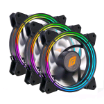 NOUA KIT 3 VENTOLAE ZEPHYR 120 MM RGB 3IN1 PWM COMPATIBILE ASUS AURA SYNC MSI MYSTIC LIGHT SYNC ASROCK POLYCHROME