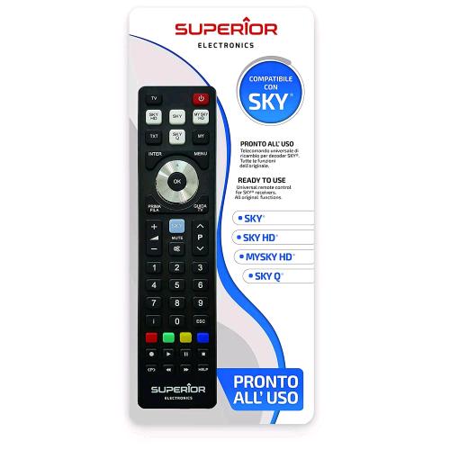 SUPERIOR SUPTRB027 TELECOMANDO UNIVERSALE COMPATIBILE CON I DECODER SKY / SKY HD / MY SKY HD / SKY Q PRONTO ALL'USO