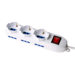 VULTECH MU-02 PROLUNGA MULTIPRESA BIPASSO 9 POSTI + TASTO ON OFF 16A COLORE BIANCO
