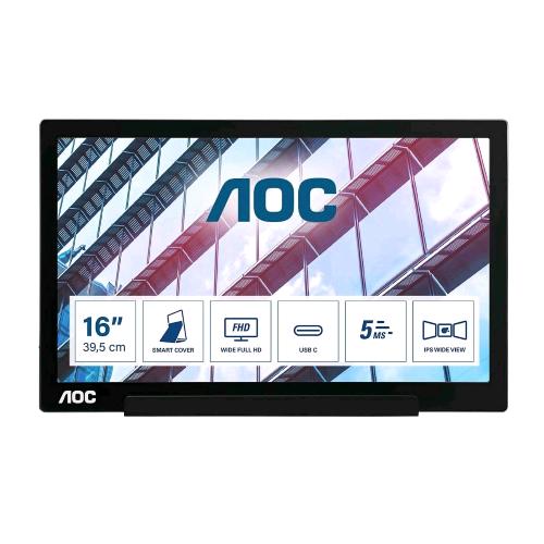 AOC I1601P 15,6" LED IPS FULL HD 5MS 60HZ PORTATILE LOW BLUE LIGHT USB-C USB NERO