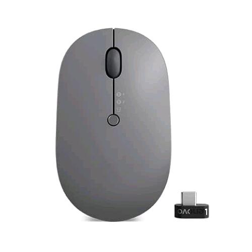 LENOVO GO MULTI-DEVICE MOUSE AMBIDESTRO WIRELESS A RF + BLUETOOTH OTTICO 5 TASTI 2400 DPI GRIGIO