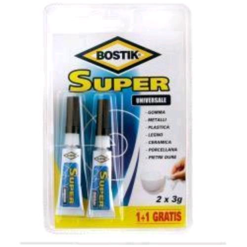 BOSTIK SUPER UNIVERSALE COLLA LIQUIDA IN TUBETTO DA 3 GR TRASPARENTE CONF 2 Pz.