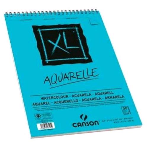 CANSON AQUARELLE BLOCCO CON SPIRALE PER SCHIZZI FORMATO XL A4 30 FOGLI BIANCO CONF 5 PZ. 