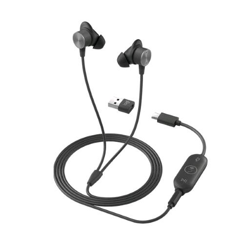 LOGITECH AURICOLARI LOGI ZONE IN-EAR WIRED EARBUDS USB-C STEREOFONICO TEAMS GRAFITE 
