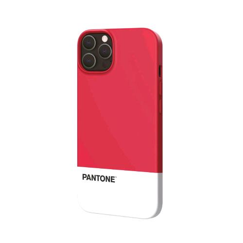PANTONE APPLE iPHONE 13 PRO COVER IN TPU DOTATA DI UN RIVESTIMENTO IN SILICONE E FINITURA SOFT-TOUCH ROSSO/ BIANCO LOGO PANTONE