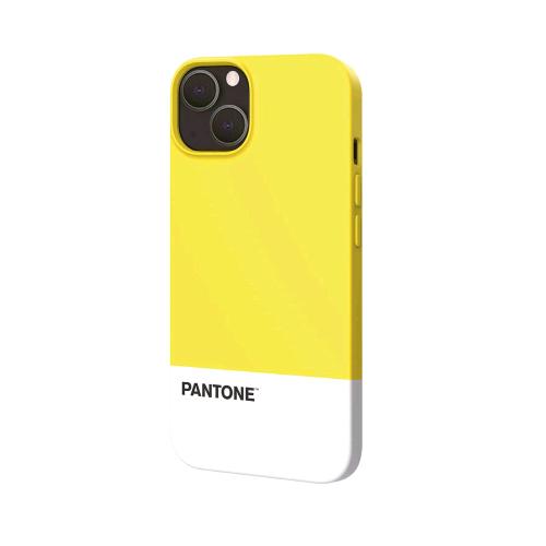 PANTONE APPLE iPHONE 13 COVER IN TPU DOTATA DI UN RIVESTIMENTO IN SILICONE E FINITURA SOFT-TOUCH GIALLO/ BIANCO LOGO PANTONE
