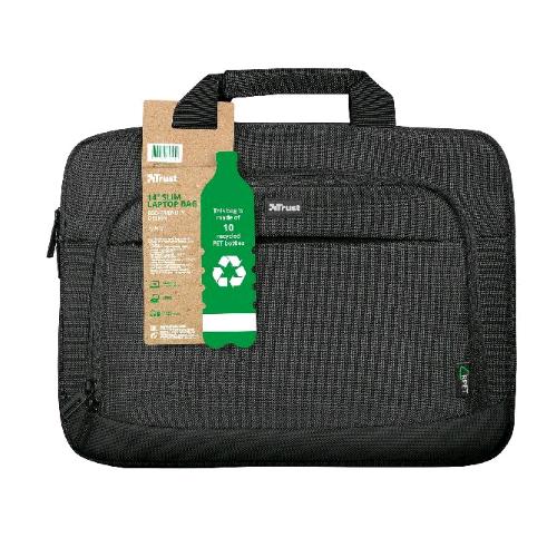 TRUST SYDNEY BORSA PER NOTEBOOK DA 14" IN MATERIALE ECOCOMPATIBILE 3 SCOMPARTI NERO