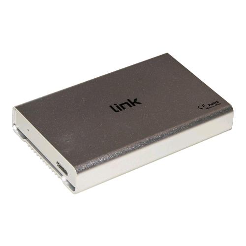 LINK BOX ESTERNO PER HDD SATA 2.5"  USB 3.0 FINO A 12.5 MM DI SPESSORE ALLOGGIAMENTO IN ALLUMINIO ARGENTO