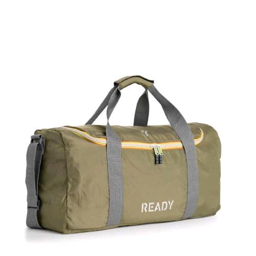 IN TEMPO BORSA RIPIEGABILE SPORT IN NYLON BALISTICO 40X20X25 CM 3 SCOMPARTI VERDE OLIVA