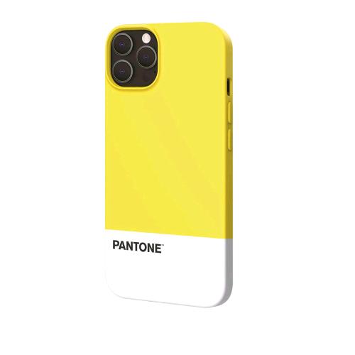 PANTONE APPLE iPHONE 13 PRO MAX COVER IN TPU DOTATA DI UN RIVESTIMENTO IN SILICONE E FINITURA SOFT-TOUCH GIALLO/ BIANCO LOGO PANTONE