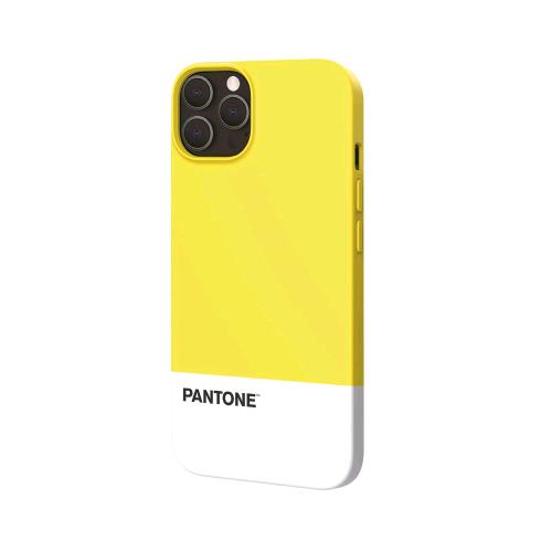 PANTONE APPLE iPHONE 13 PRO COVER IN TPU DOTATA DI UN RIVESTIMENTO IN SILICONE E FINITURA SOFT-TOUCH GIALLO/ BIANCO LOGO PANTONE