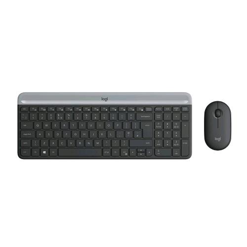 LOGITECH MK470 COMBO SLIM WIRELESS MOUSE E TASTIERA 2.4 GHZ 1.000 DPI QUERTY CECO SLOVACO GRAFITE GRIGIO