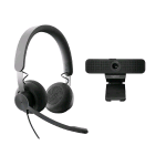 LOGITECH WIRED KIT PER VIDEOCONFERENZE UC CUFFIE CON MICROFONO USB TIPO C + ADATTATORE USB COMANDI SUL CAVO + VIDEOCAMERA A CLIP FULL HD  1080P ZOOM DIGITALE 30FPS  NERO 