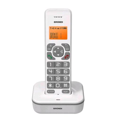 BRONDI BRAVO STAR CORDLESS DECT TASTI GRANDI VIVAVOCE IDENTIFICATORE DI CHIAMATE BIANCO/GRIGIO