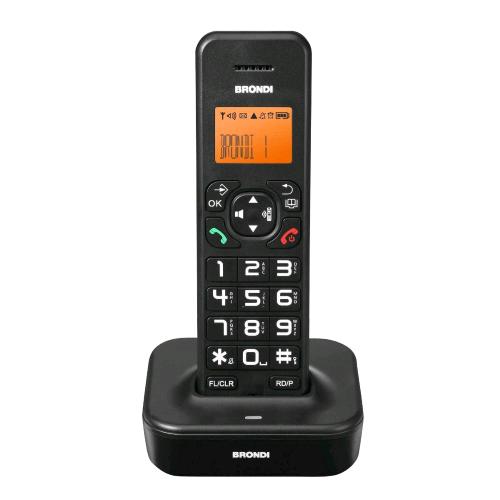 BRONDI BRAVO STAR CORDLESS DECT TASTI GRANDI VIVAVOCE IDENTIFICATORE DI CHIAMATE NERO