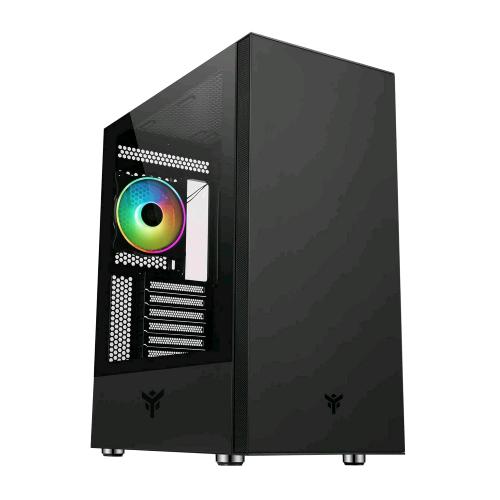 ITEK VERTIBRA S210 CASE MIDDLE TOWER GAMING ATX MICRO ATX MINI-ITX PANNELLO LATERALE IN VETRO TEMPERATO 2xUSB 3.0 1x12CM VENTOLA ARGB BLACK