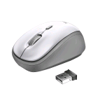 TRUST YVI MOUSE OTTICO RICARICABILE WIRELESS RICEVITORE USB 1.600 DPI 4 PULSANTI BIANCO GRIGIO