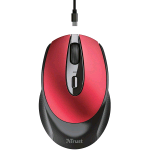 TRUST ZAYA MOUSE OTTICO RICARICABILE WIRELESS RICEVITORE USB 1.600 DPI 4 PULSANTI NERO ROSSO