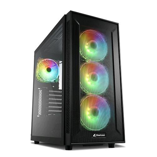 SHARKOON TG6M CASE TOWER RGB ATX MICRO-ATX MINI-ITX PANELLO LATERALE IN VETRO TEMPERATO 2xUSB 2.0 2xUSB 3.0 4XVENTOLE 120MM ARGB BLACK 