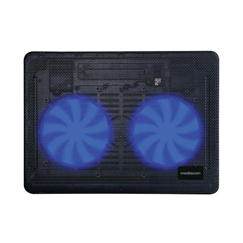 MEDIACOM MD-B101 STAND COOLING PAD PER NOTEBOOK FINO A 15.6" 2 VENTOLE PORTA USB REGOLABILE BLACK