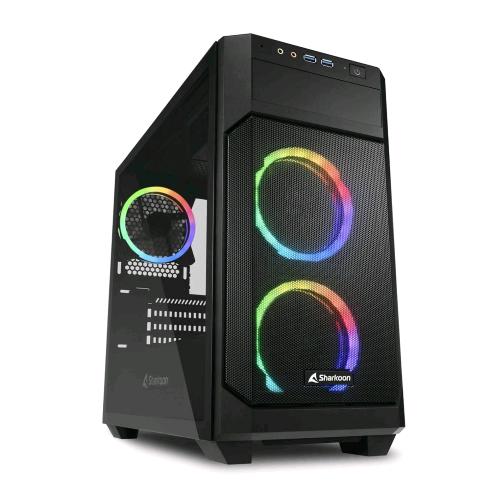 SHARKOON V1000 RGB CASE MICRO TOWER MINI-ATX MICRO-ATX PANNELLO LATERALE IN VETRO TEMPERATO 2xUSB 3.0 3x120 VENTOLE ARGB BLACK