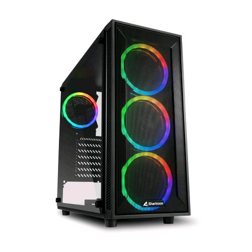 SHARKOON TG4M RGB CASE MINI-ITX MICRO-ATX ATX PANNELLO LATERALE IN VETRO TEMPERATO 2xUSB3.0 4xVENTOLE RGB 120MM BLACK 