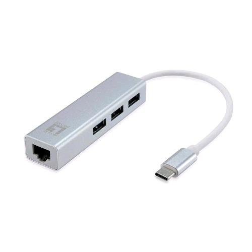 LEVEL ONE USB-0504 ADATTATORE DI RETE USB-C + HUB 3 PORTE USC 3.0 WHITE