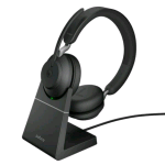 JABRA EVOLVE2 65 MS CUFFIE CON MICROFONO BLUETOOTH 5.0 RICEVITORE USB TIPO A E BASE DI RICARICA BLACK