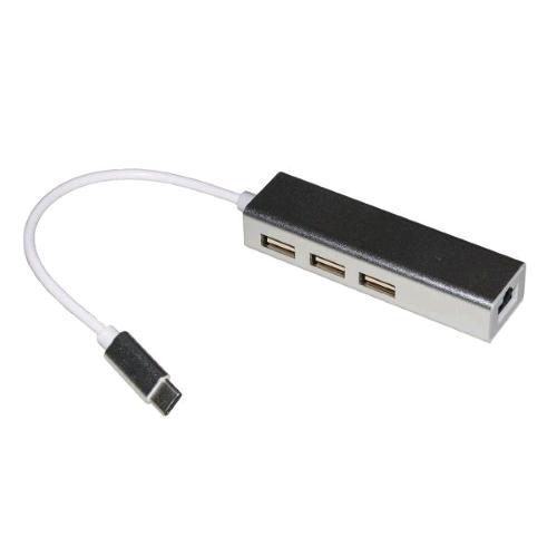 LINK LKADAT127 ADATTATORE DI RETE USB-C + HUB 3 PORTE USB 2.0 SILVER 