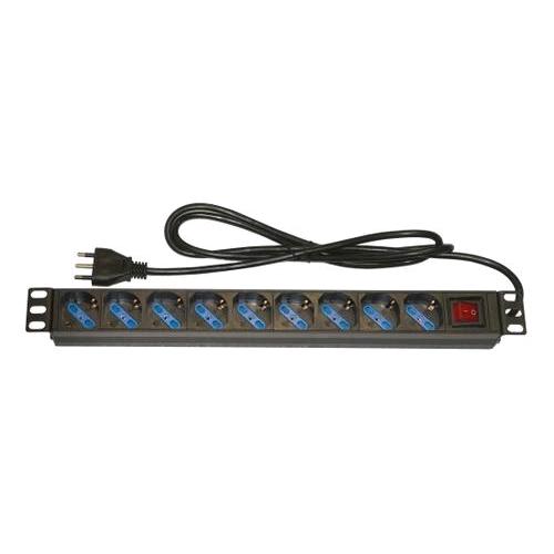 LINK MULTIPRESA DA RACK 19" 9 PRESE UNIVERSALI CON INTERRUTTORE SPINA ITALIANA 16A