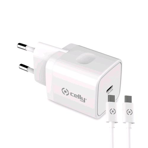 CELLY POWER DELIVERY CARICABATTERIE DA RETE 20 W CAVO USB-C BIANCO