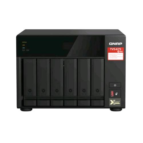 QNAP TVS-675 NAS CHASSIS TOWER ZHAOXIN KX-U6580 2.5GHz RAM 8GB-6 BAY HDD/SSD 2.5"/3.5"-2xRJ-45-S.O. QNAP TURBO SYSTEM BLACK