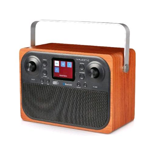 MAJESTIC RT-197 DAB RADIO PORTATILE DAB/DAB+/FM BLUETOOTH INGRESSO AUX-IN USB PER RICARICA SVEGLIA CON DUE ALARMI E TRE SUONERIE MARRONE 